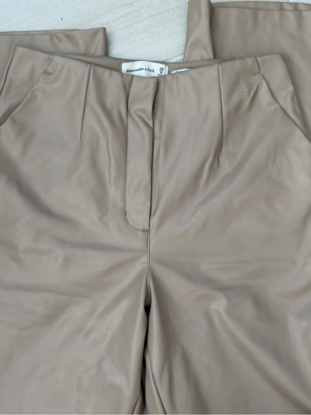Abercrombie & Fitch Women's Tan Faux-Leather Boot Cut Pants